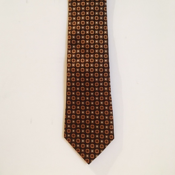 Alfani Neck Tie Copper Brown Dots Silk Modern - Picture 3 of 6